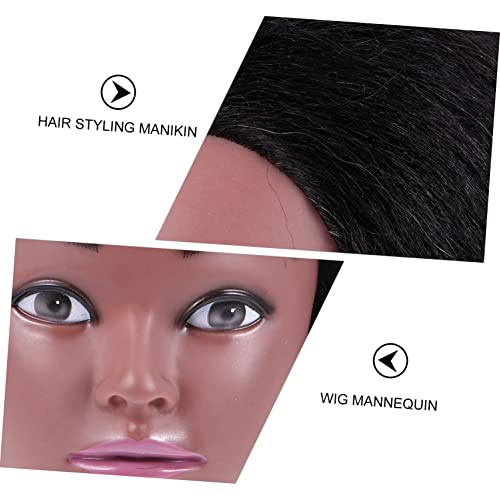 Fomiyes 2 conjuntos Sortrização Modelo de cabeça de prática Mannequin Afro peruca caba
