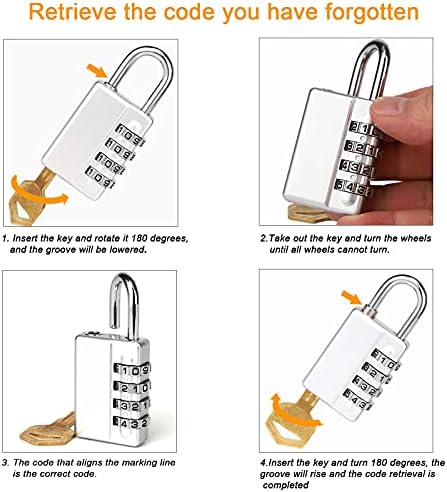 Cadeado de combinação, cadeado de segurança resetável de 4 dígitos com chaves, trava de portão à prova d'água