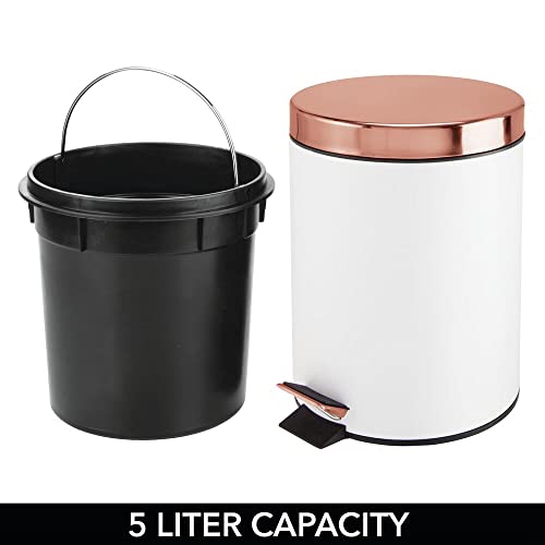 Mdesign pequeno moderno moderno 1,3 galão redondo lixo de metal redondo lata de lixo, lixeira compacta