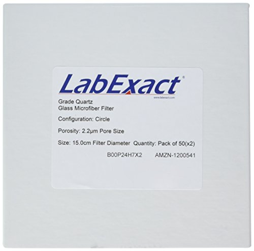 LABEXACT 1200541 Filtro de microfibra de vidro de quartzo de grau, vidro de quartzo de alta temperatura de alta temperatura, 2,2 µm, 15,0cm