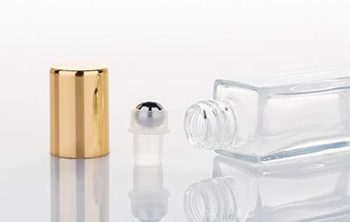 Garrafa de rolos de vidro quadrado de 6 ml para óleos essenciais, mini garrafas de vidro com bolas