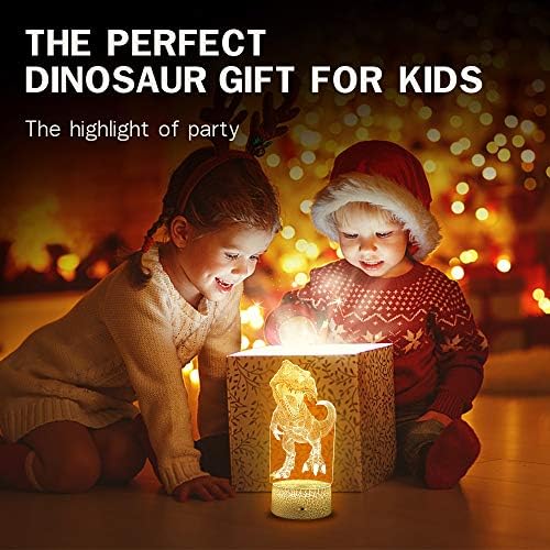 Menzee Dinosaur Toys 3d Night Light for Kids 16 Cores 7 Cores Mudança, Dinosaur 3D Lâmpada Dimmível Melhor T Rex Toys Aniversário Presentes de dinossauros para meninos