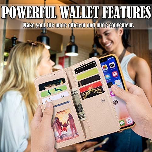 Caixa da carteira do iPhone XR para mulheres, Kudex Bling Glitter Flip Flip Shock Absorção Casca