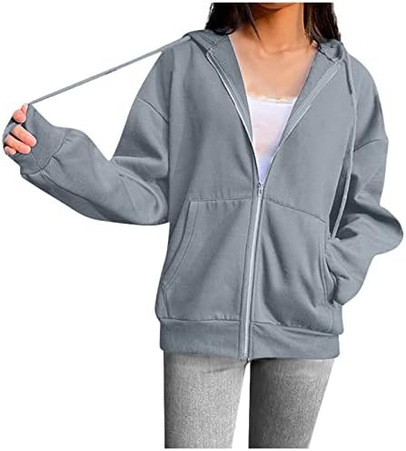 Camisetas de manga longa da primavera feminina moletom de tamanho grande com jaquetas com capuz de bolso
