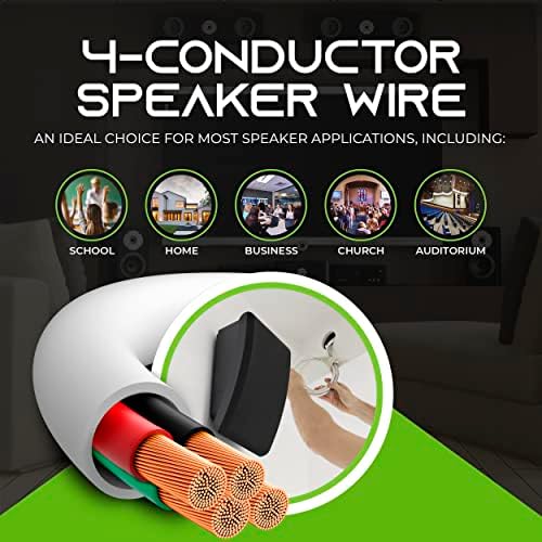 Gearit 12/4 do alto -falante Wire 12AWG Gitle - No cabo do alto -falante de áudio de parede / CL2 CL2