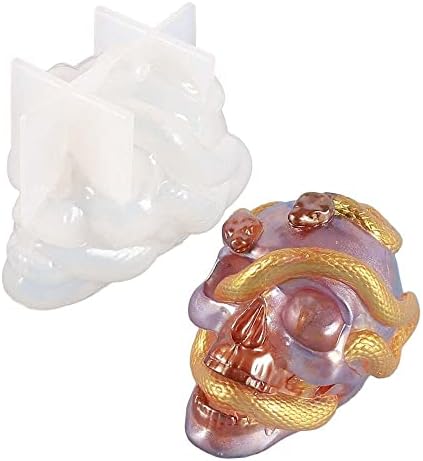 Houchu 1PCS Silicone Skull Mold Epóxi Sabão Fazendo suprimentos Double Snake Head 3D Made Made