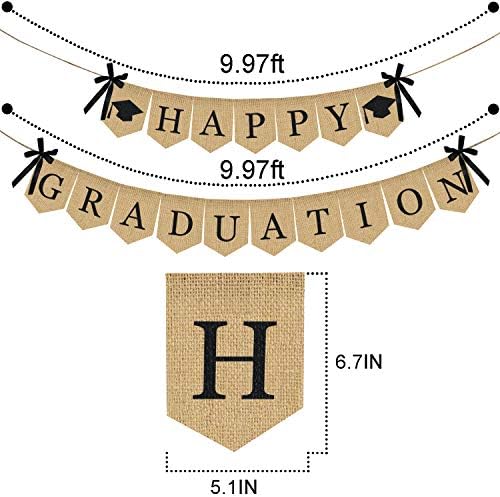 Banner de graduação feliz de serote | Decorações de graduação vintage rústicas | Perfeito para a festa de formatura