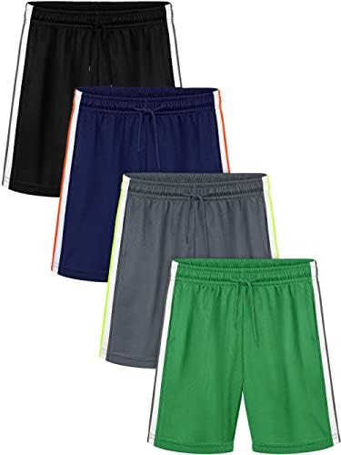 RESINTA 4 Pack Summer Toddler Boys Mesh Shorts Com bolsos rápidos de desempenho ativo seco
