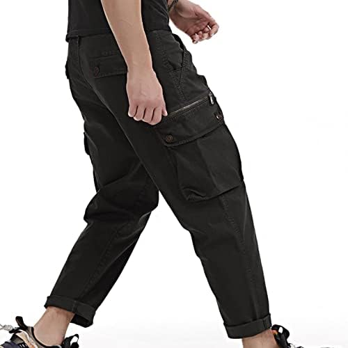 Calça de carga masculina moda de retalhos de bolso calça de calça esportiva ao ar livre calça