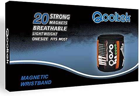 Pulseira magnética qooltek, com 20 ímãs fortes, cinto de ferramentas respiráveis ​​para segurar parafusos,