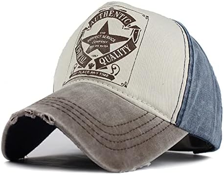 Yuloong Vintage Baseball Cap Washed Denim Trucker Hat Fashion Pentagram Star Pattern Outdoor Sun