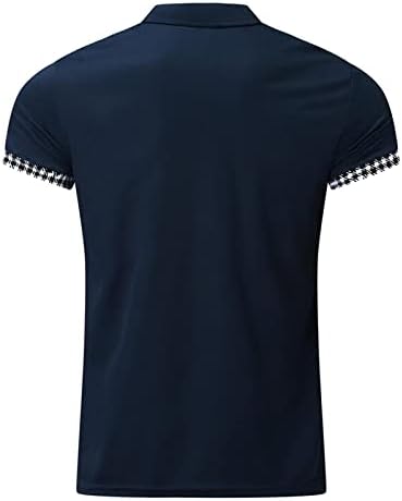 Men zip-up color block polo polo pólo gráfico casual slim fit lapela pescoço camisetas de manga curta