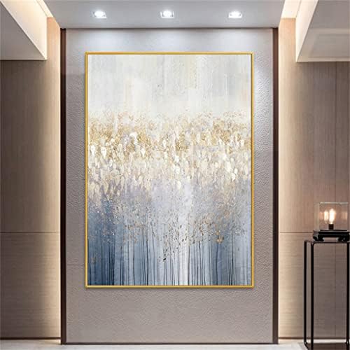 Yfqhdd sala de estar abstrata pintura a óleo arte de parede de parede da árvore dourada sala de estar de folha