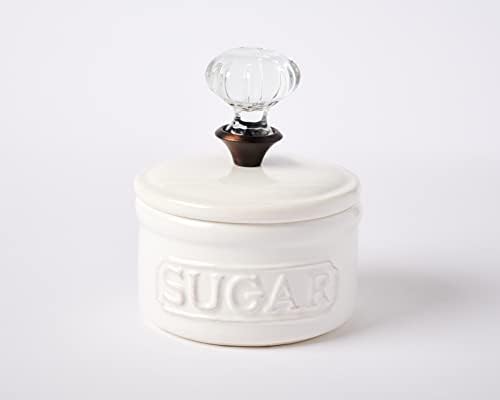 Tigela de açúcar da porta da torta de lama, branco 5,85h x 6,7l x 6,35w