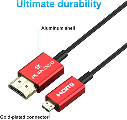 Pleody 4K mini-hdmi para HDMI 1,6ft/0,5m, alta velocidade de 18 Gbps HDMI 2,0, cabo HDMI ultra fino