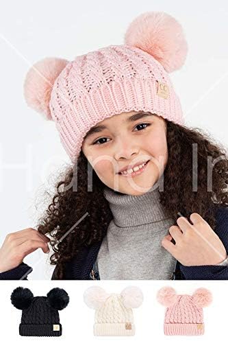 Scarvesme exclusivo infantil a cabo malha quente chapéu de caveira de inverno com pom pom