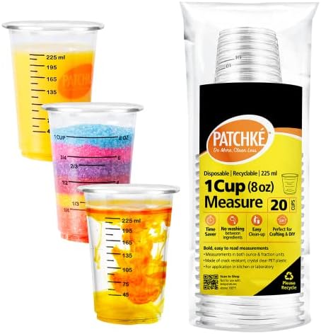 Copos de medição descartáveis ​​para resina 8 oz - Copo graduado de plástico transparente para mistura