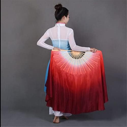 Fã de dança folclórica de seda de seda de dupla cor de seda chinesa fãs de dança de dança folclórica fã de arte folclórica branca gradiente vermelho tamanho