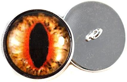 Olhos de gato laranja ou dragão brilhantes com costura em loops de 16 mm de olho de vidro cabochons para