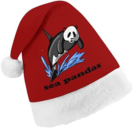 Sea panda assassina de baleia hapsa de natal chapéu travesso e belos chapéus de Papai Noel com borda de