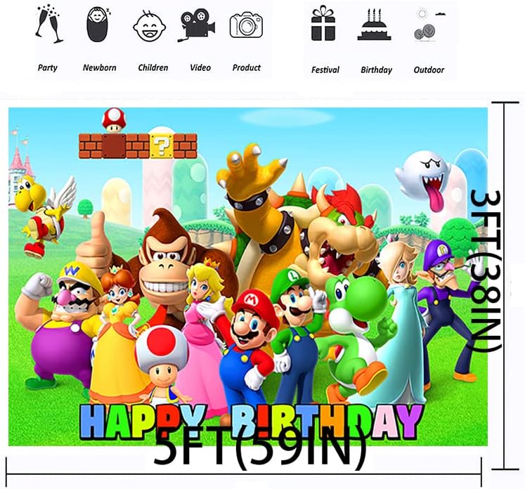 Passo -cenário do jogo dos desenhos animados para suprimentos de festa 59x38in Princess Princesa Pêssego Crianças