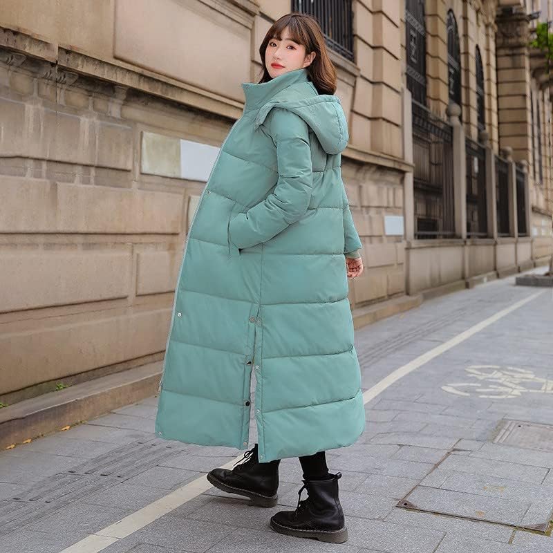Casaco acolchoado que quente e grosso, jaqueta de manga longa de tamanho comprido, caminhada no inverno, jaqueta