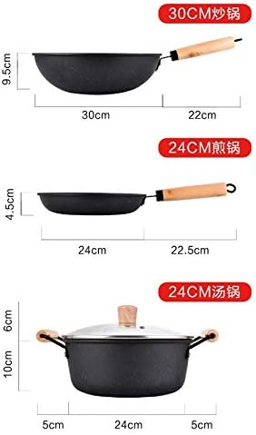 Pdgjg maifanshi panelas de três peças Conjunto de utensílios de frigideira wok panela de sopa panela presente de