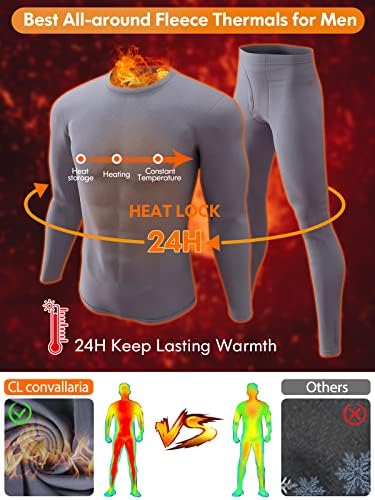 CL Connvalaria térmica Roupa térmica para homens, Ultra Soft Long Johns lã forrada camada base