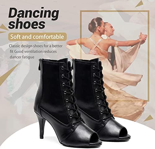 Tinrymx Sapatos de dança latina para mulheres abertos salão de baile de salão de salão de salsa de