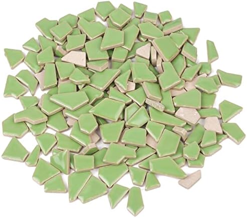 YouWay Style Light Green Mosaic Tiles for Crafts Bulk, peças de azulejos de cerâmica quebrados