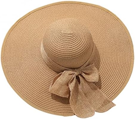 Chapéus de sol da borda larga da mulher com grande bowknot para viagens de praia ao ar livre