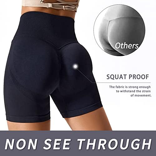 Shorts de scrunch sem costura para mulheres com cintura alta curta de bumbum shorts de exercícios de luta de ioga shorts de motociclista