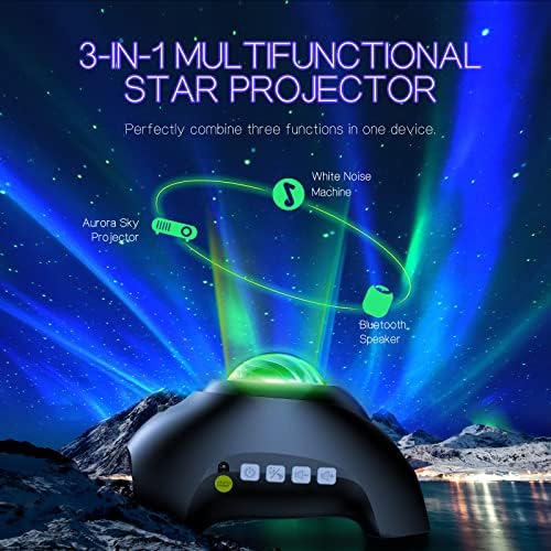 Northern Galaxy Light Aurora Projector com 33 efeitos leves, luz de luzes Night LED STAR STAR para lâmpada