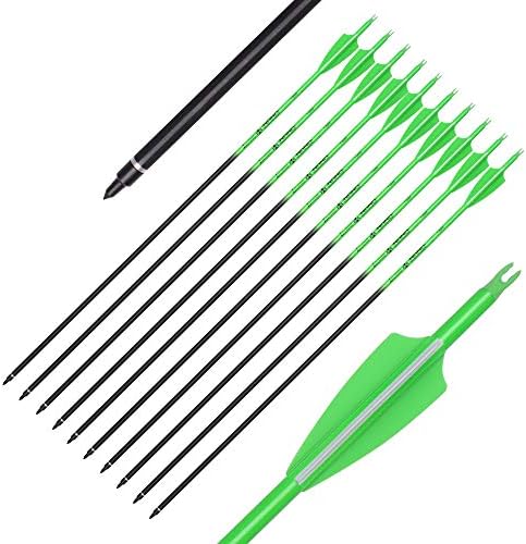 Arrows de carbono 28 30 polegadas Prática de direcionamento de caça de flechas Fluorescência Cor para o arco composto
