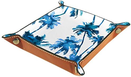 Siebzeh aquarela palmeiras árvores práticas de microfibra de couro bandeja de mesa de mesa de mesa de mesa de cabeceira de cabeceira de cabeceira organizadora de armazenamento para a carteira de chaves de assistência a joias