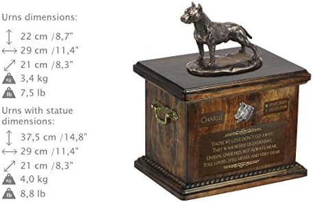 American Staffordshire Terrier, Urn for Dog Ashes Memorial com estátua, nome de PET e citação - Artdog personalizado