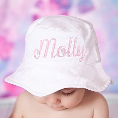 Melondipity Personalizado Chapéu Sol Balcão Branco para meninas para bebês e crianças pequenas