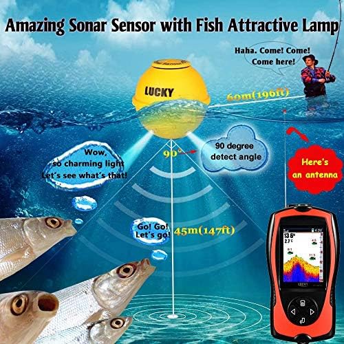 Lucky Portable Fish Finder Finder Sonar Sensor de 147 pés Finder Water Finder LCD ECHO SOLTER