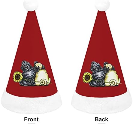 Girassol pugs chapéu de natal personalizado chapéu de santa decorações engraçadas de natal