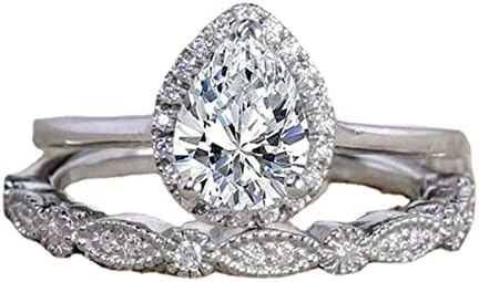 Wybaxz Rose Banda de aniversário Conjunto de 3 casais Princess Cut Diamond Diamond Ring Fashion Fashion