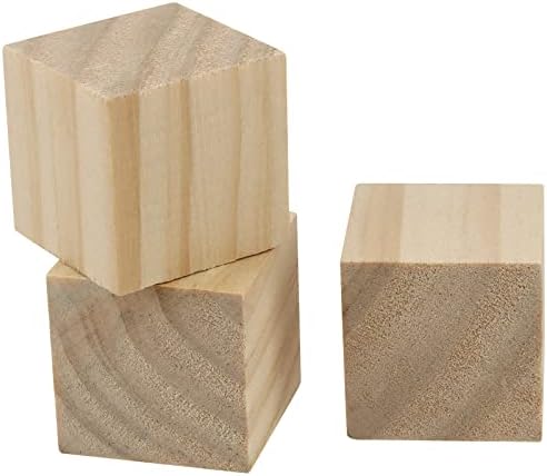 Keileoho 100 PCs 1,25 polegadas pequenos blocos de madeira, cubos de madeira inacabados, blocos