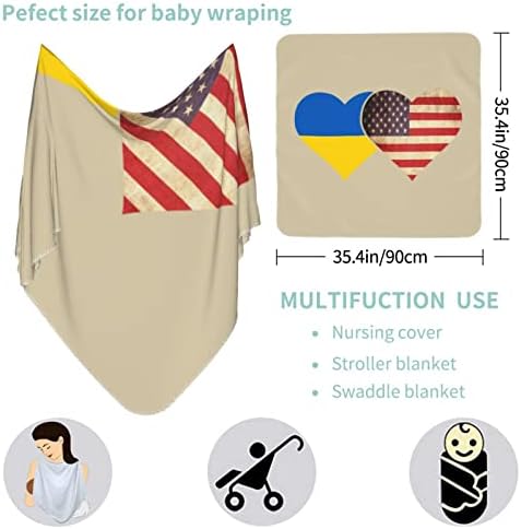 Bandeira da Ucrânia e manta de bebê da bandeira americana recebendo cobertor para capa de swaddle