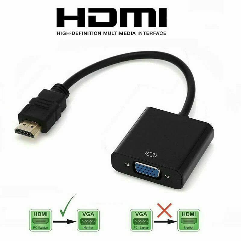 1080p HDMI Male para VGA Feminino Feminino Adaptador de conversor de cabo de cabo para monitor PC