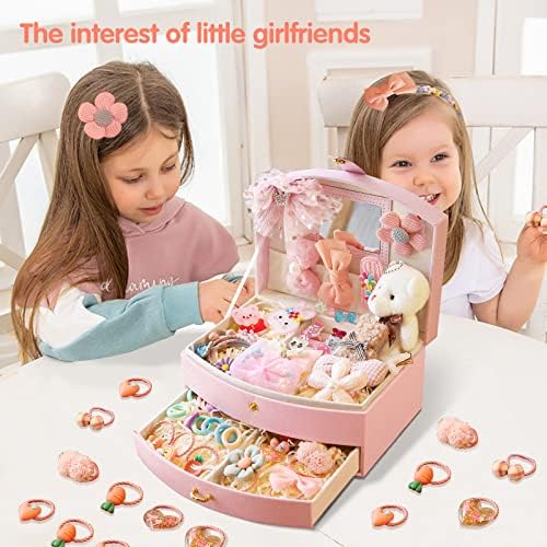 BBNote Little Girl Kids Jewelry Box com espelho e 48 peças Girl Princess Jewelry Dress Up Accessories