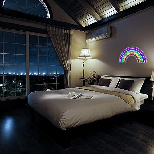 DWOOKE Rainbow Neon Light, LED Rainbow Neon Sinais de decoração de parede, USB/bateria Rainbow Night Light Led