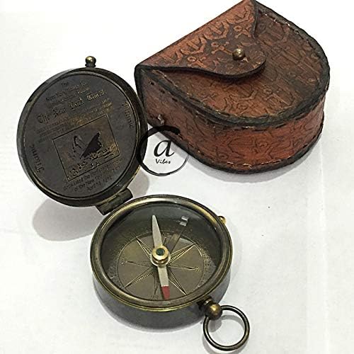 AV Brass Compass com Caice/Caixa de Couro - História Titanic Impresso
