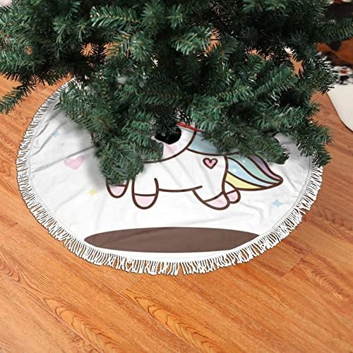 Salia de árvore de unicórnio de unicórnio Waywant Ornamento de árvore de Natal com renda de borla para