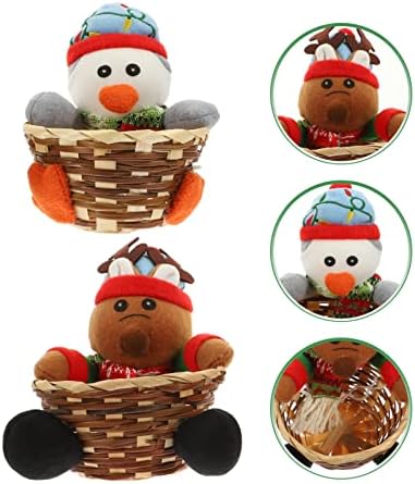 Aboofan Christmas Candy Basket Bowl Wicker Pão de pão de pão cesta de armazenamento redondo Rattan
