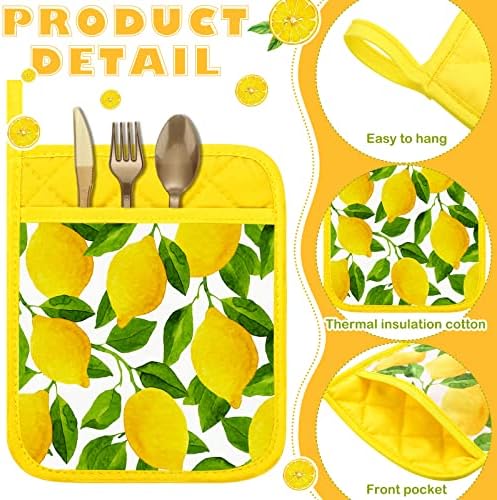 6 PCS Pottleds para titulares de vasos de design de limão amarelo resistentes ao calor da cozinha com bolsos