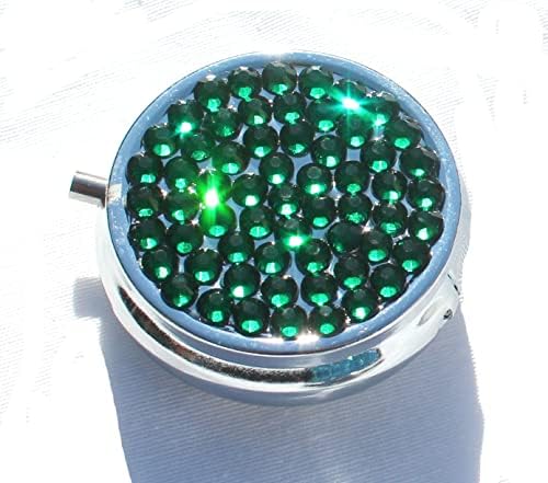 Caixa de comprimidos de cristal de cores verdes de cor verde feita com cristais de marca de